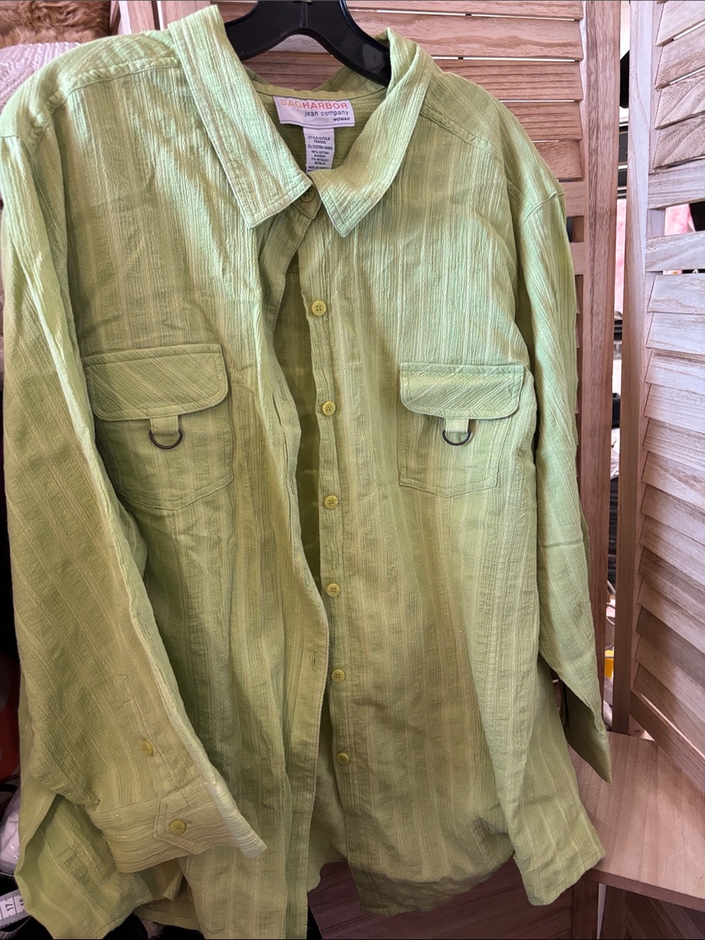 Sag Harbor Green Button-Up Shirt 3X